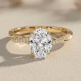 Yellow Gold Oval Cut Moissanite Twisted Engagement Ring