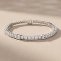 White Metal Round & Princess Cut Moissanite Tennis Bracelet