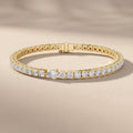 Yellow Gold Pear & Round Moissanite Tennis Bracelet