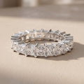 White Metal Princess Cut Moissanite Eternity Band Ring
