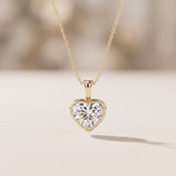 Yellow Gold Heart Cut Moissanite Pendant Necklace