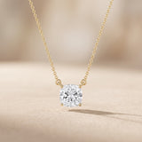 Yellow Gold Cushion Cut Moissanite Solitaire Pendant Necklace
