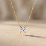 Yellow Gold Princess Cut Moissanite Pendant Necklace