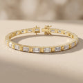 Yellow Gold Emerald Cut Moissanite Tennis Bracelet