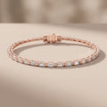 Rose Gold Baguette Cut Moissanite Tennis Bracelet