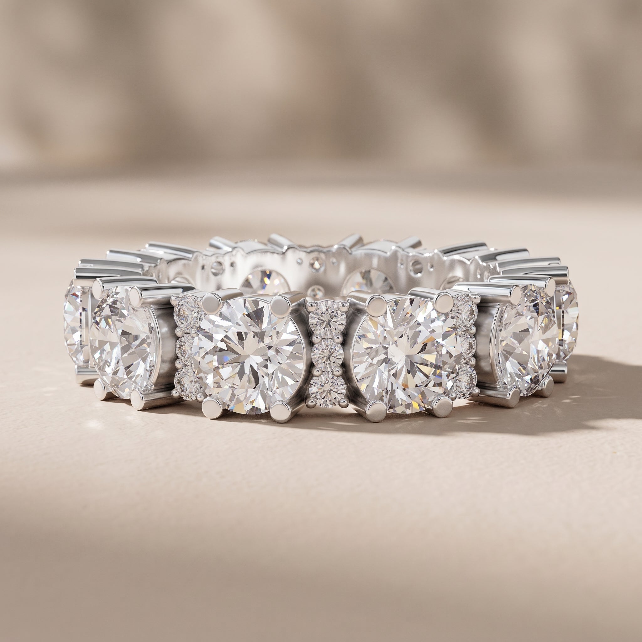White Gold Round Moissanite Eternity Band Ring