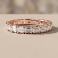 Rose Gold Emerald Cut Moissanite Eternity Band Ring