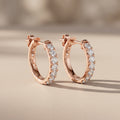 Rose Gold Round Moissanite Hoop Earrings