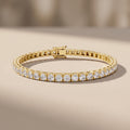 Yellow Gold Round Moissanite Tennis Bracelet