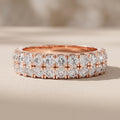 Rose Gold Round Moissanite Double Row Eternity Band