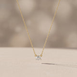 Yellow Gold Emerald Cut Moissanite Pendant Necklace
