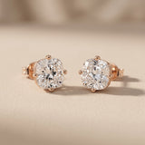 Rose Gold Cushion Cut Moissanite Stud Earrings