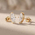 Yellow Gold Marquise Moissanite Stud Earrings