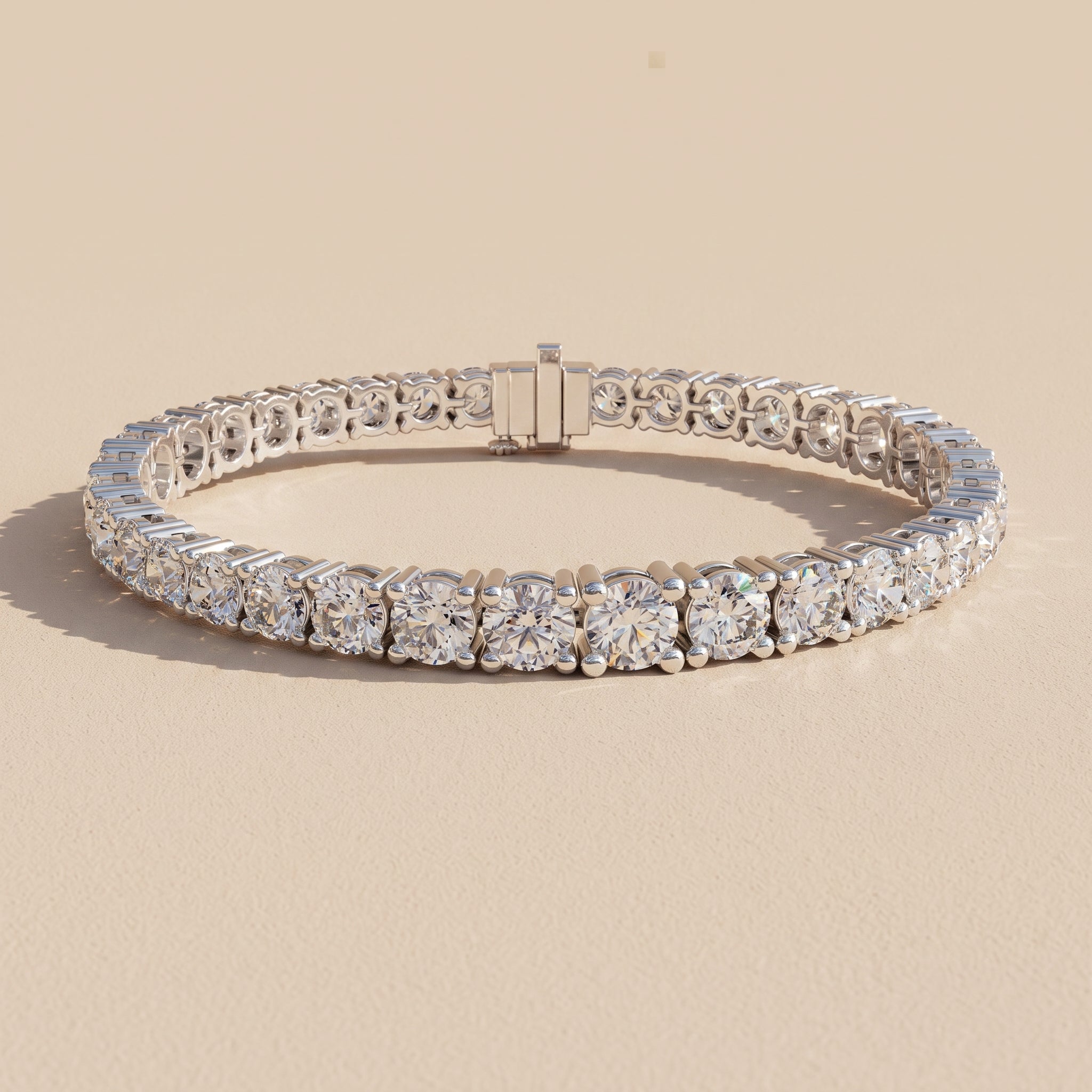 White Round Cut Moissanite Tennis Bracelet
