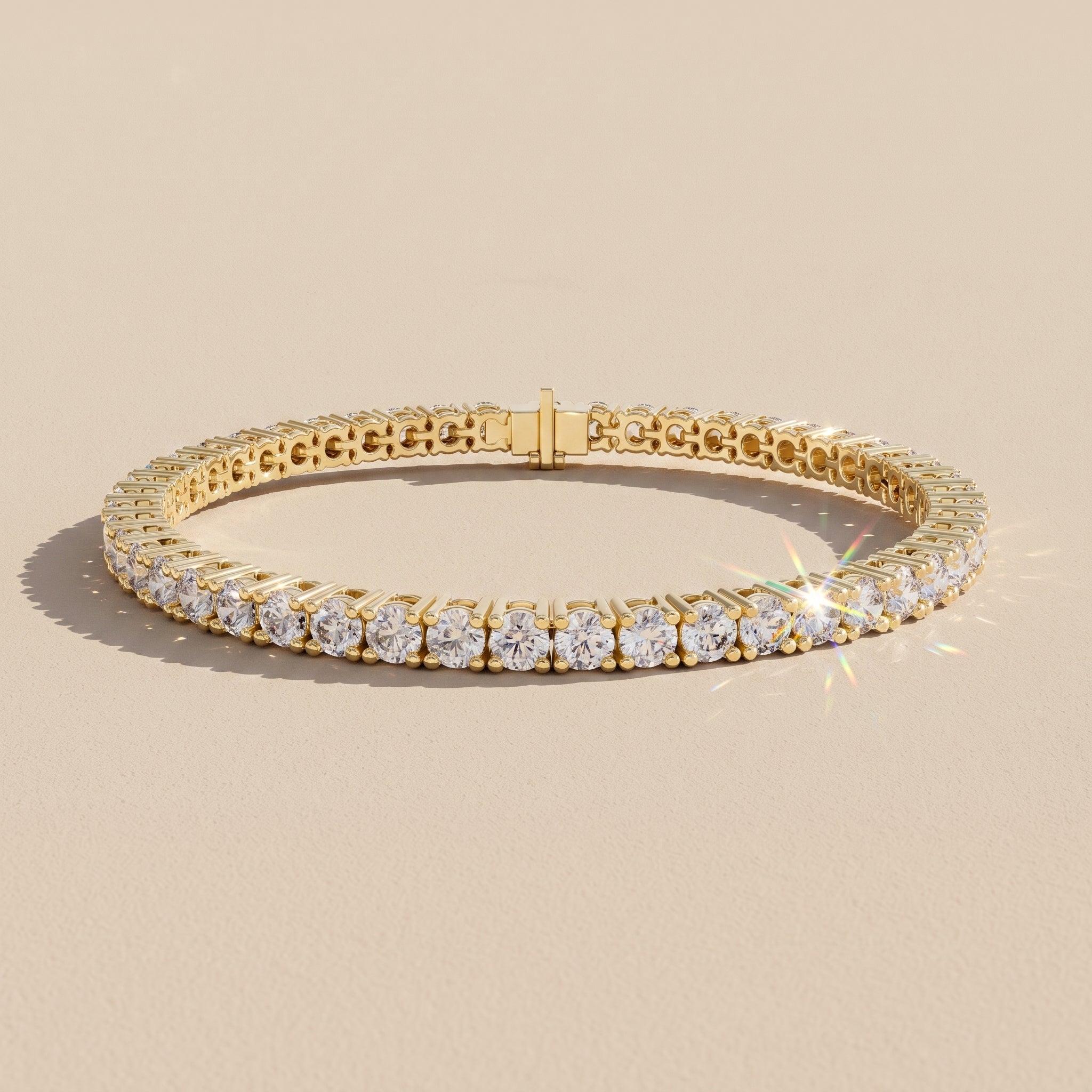Yellow Gold Round Moissanite Tennis Bracelet