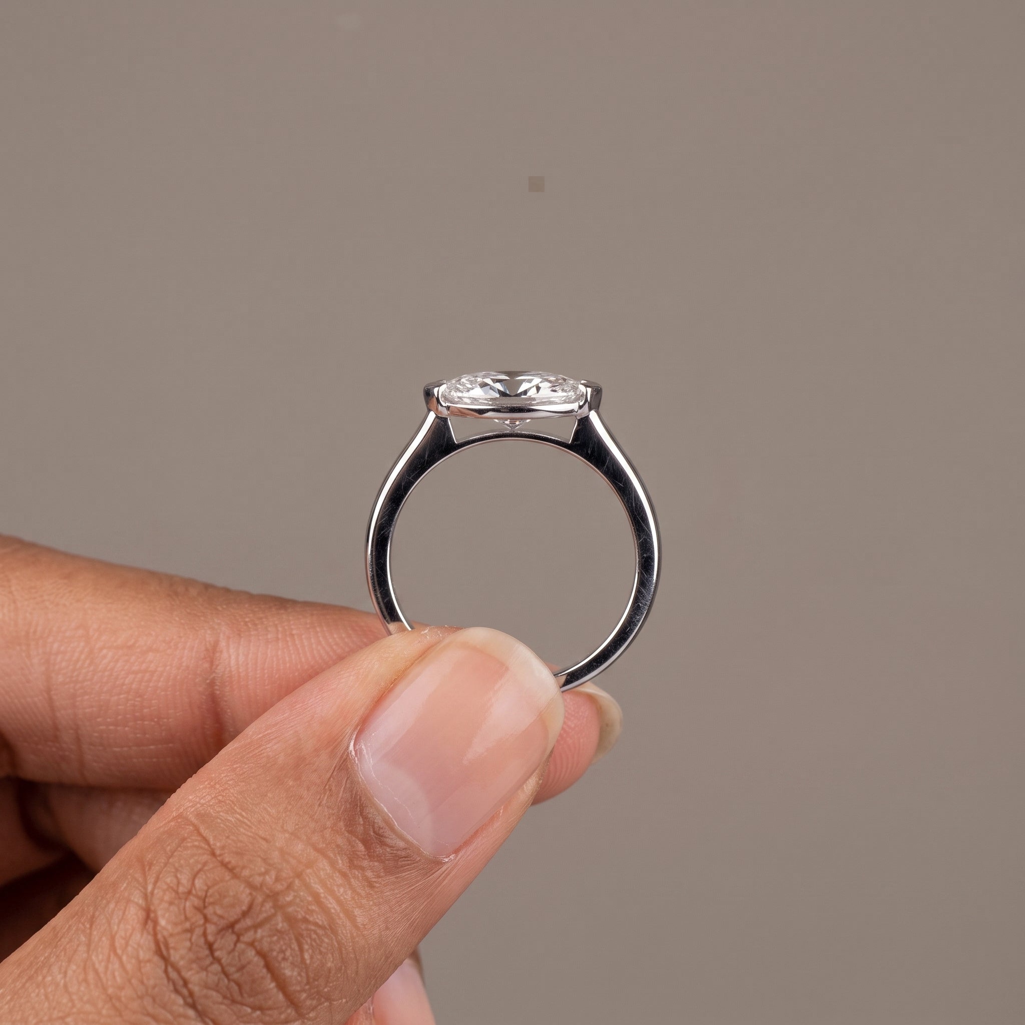 White Metal Marquise Moissanite Solitaire Engagement Ring