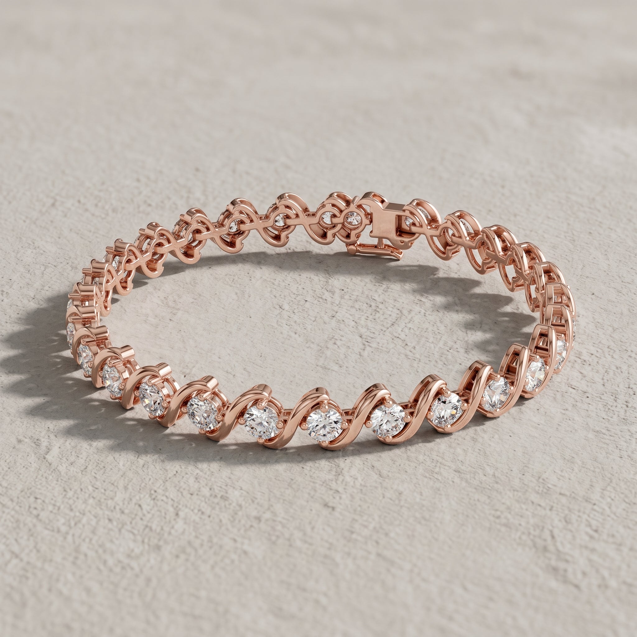 Rose Gold Round Moissanite Tennis Bracelet