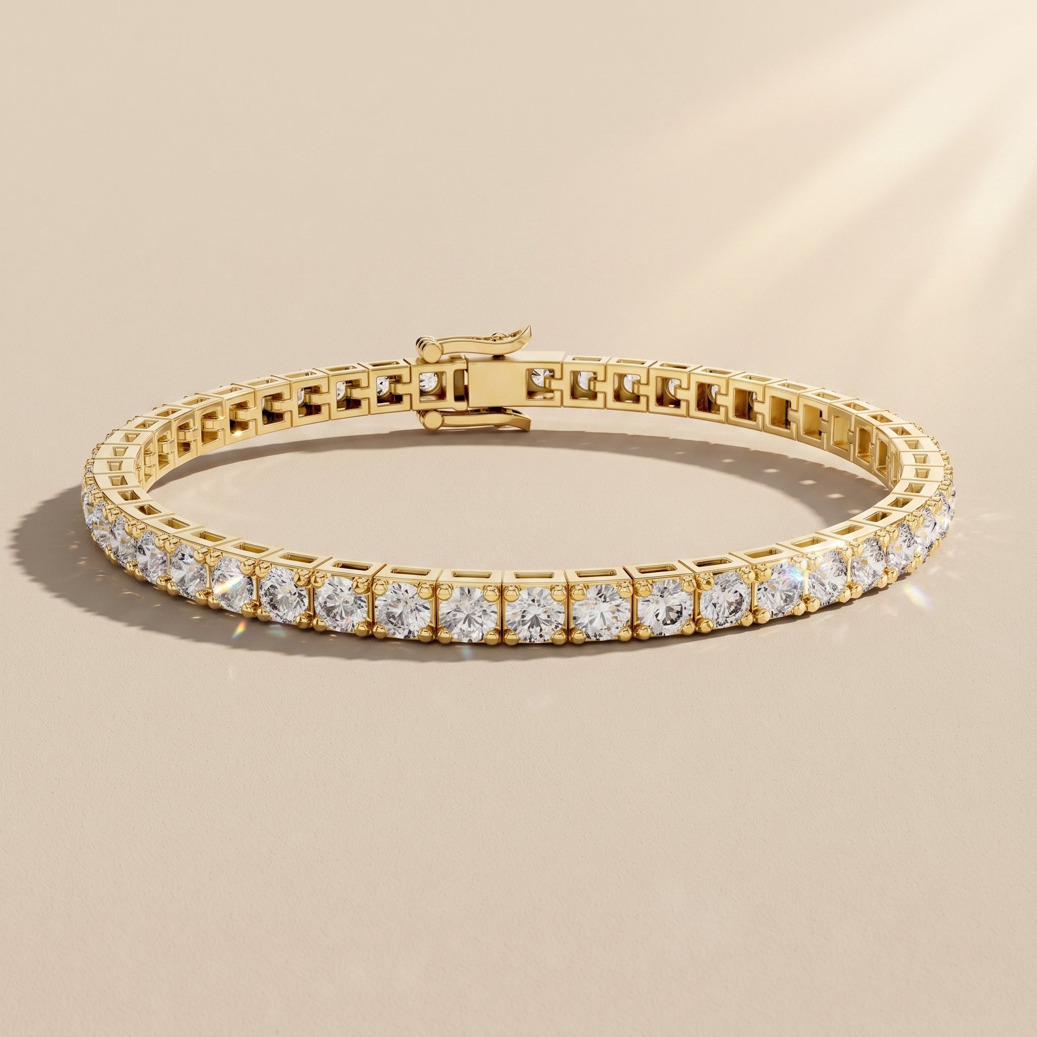 Yellow Gold Round Moissanite Tennis Bracelet