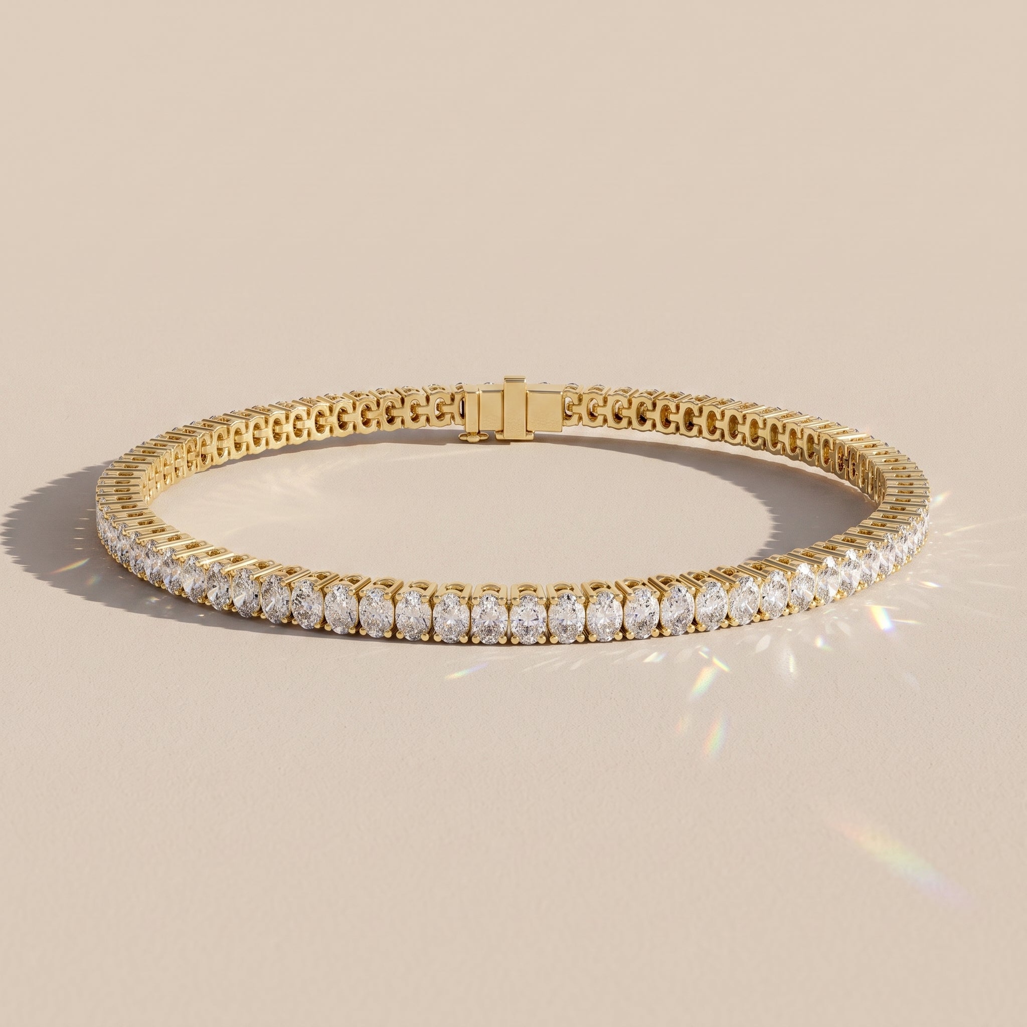 Yellow Gold Oval Cut Moissanite Tennis Bracelet