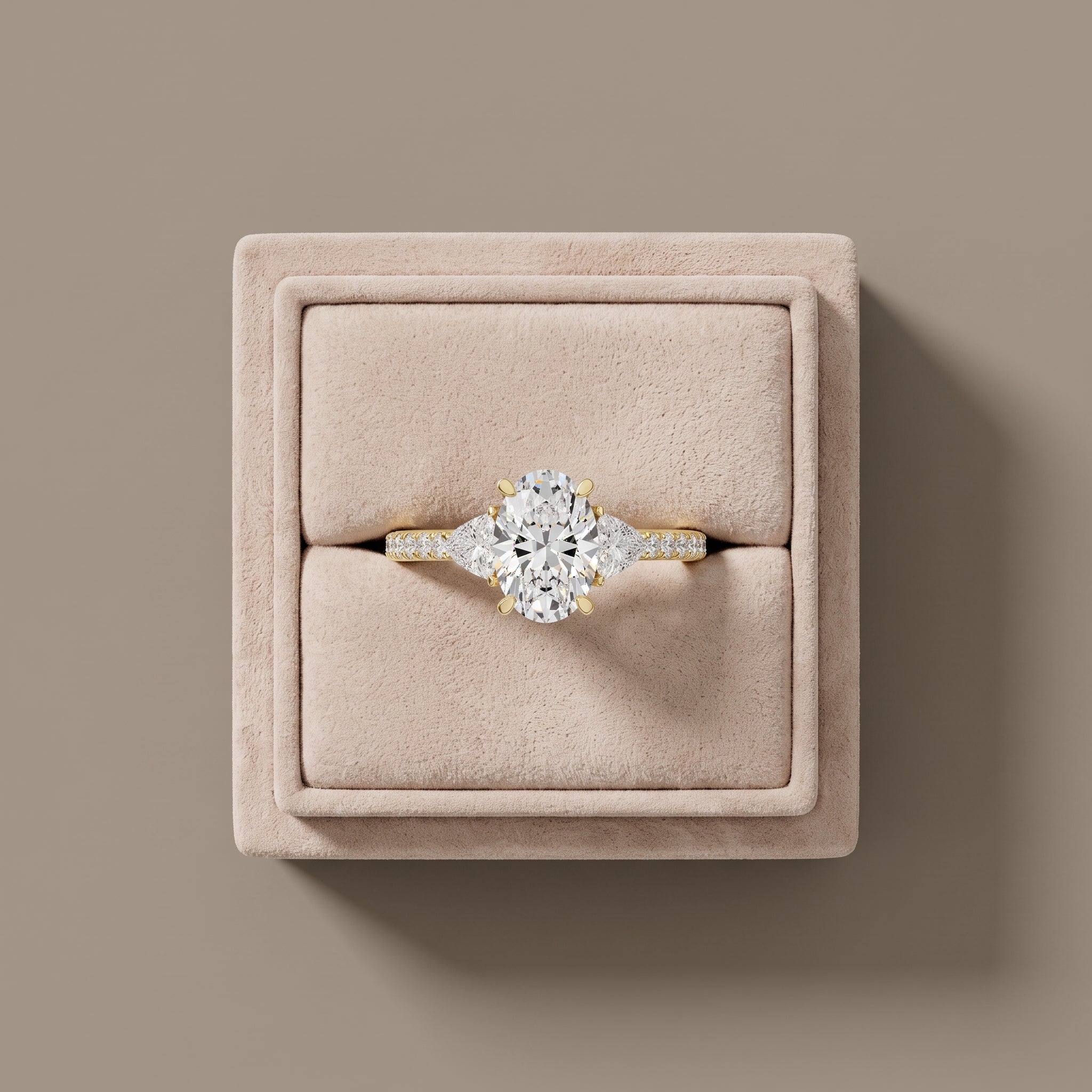 Yellow Gold Oval Cut Moissanite Engagement Ring