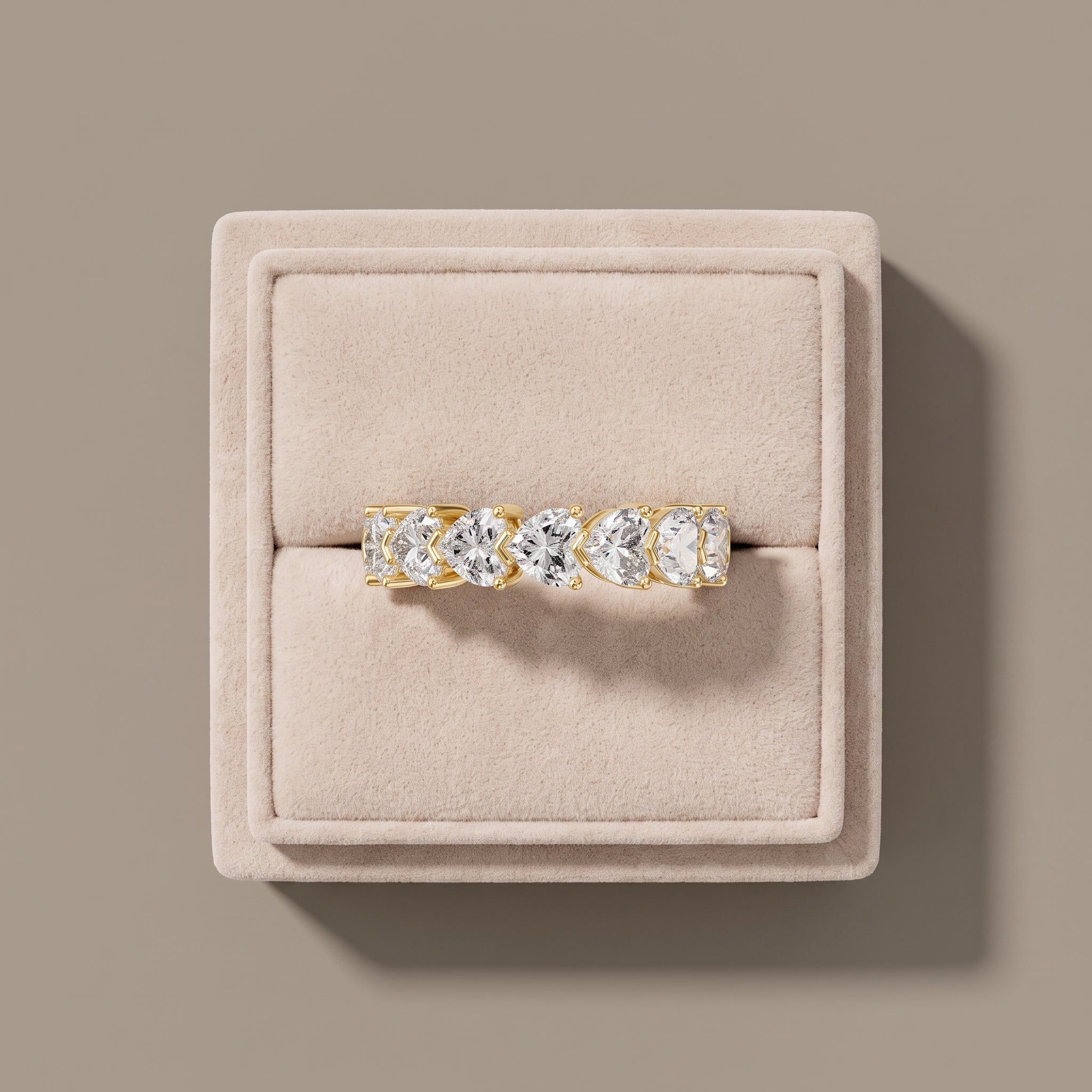 Yellow Gold Heart Cut Moissanite Eternity Band Ring
