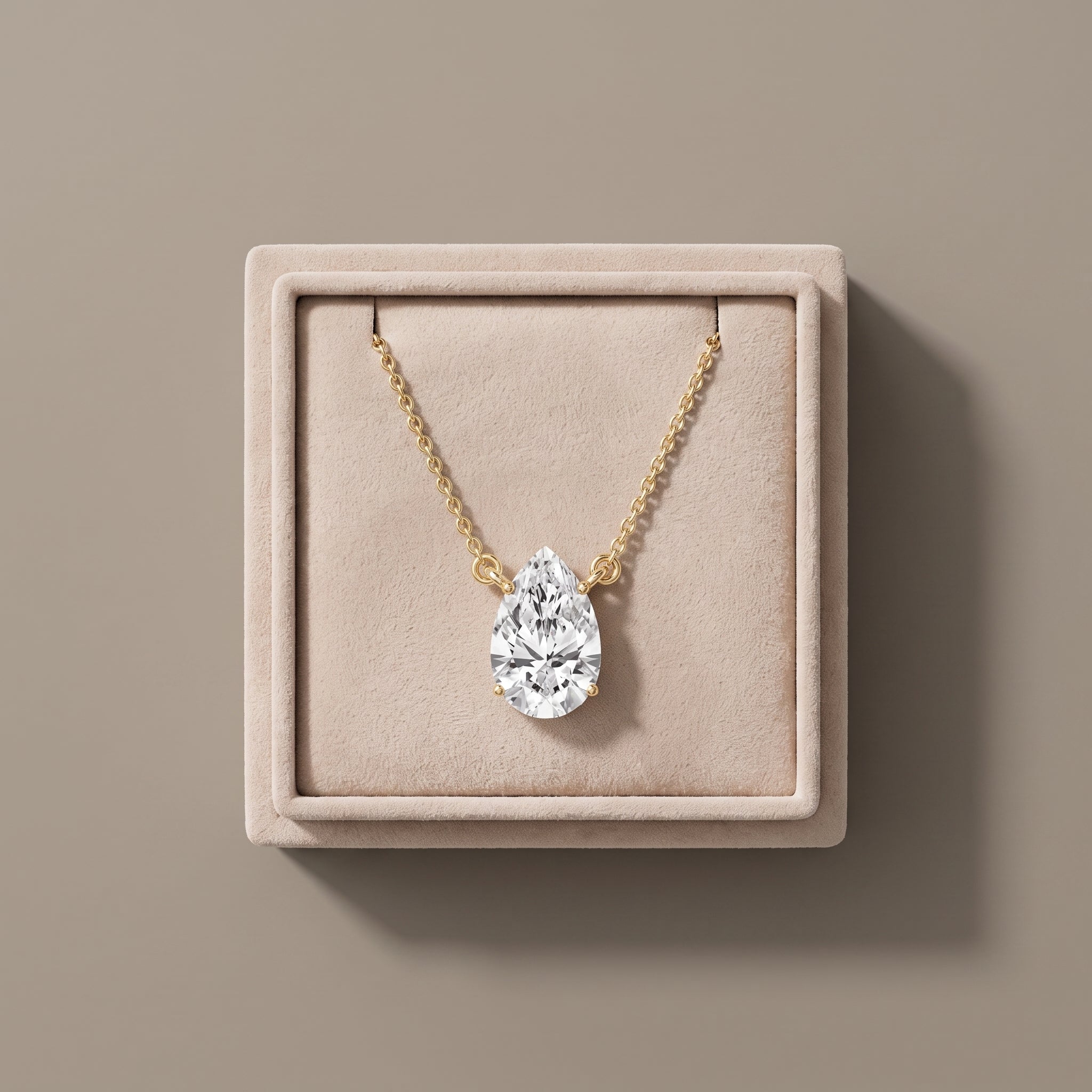Yellow Gold Pear Cut Moissanite Pendant Necklace