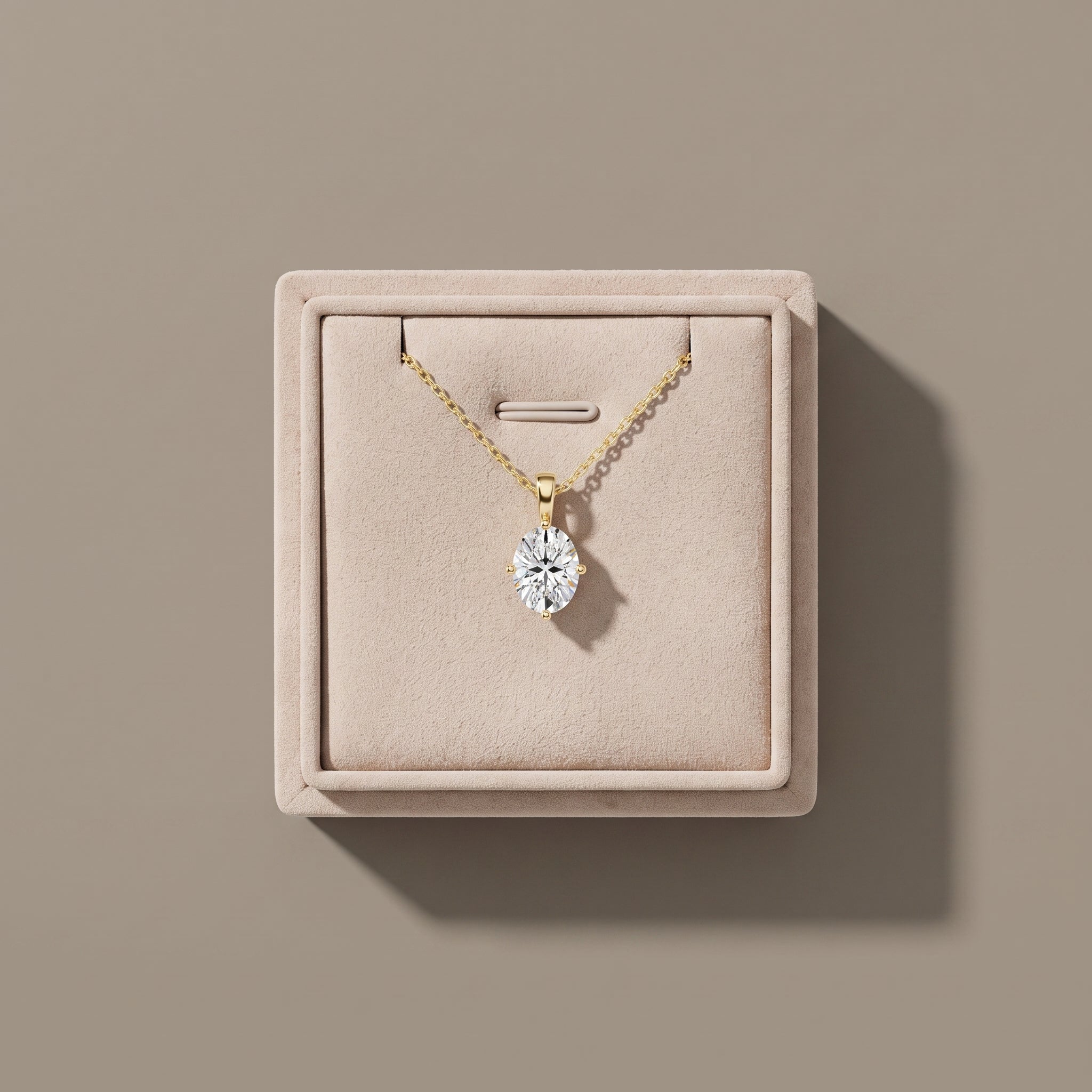 Yellow Gold Oval Moissanite Solitaire Pendant Necklace