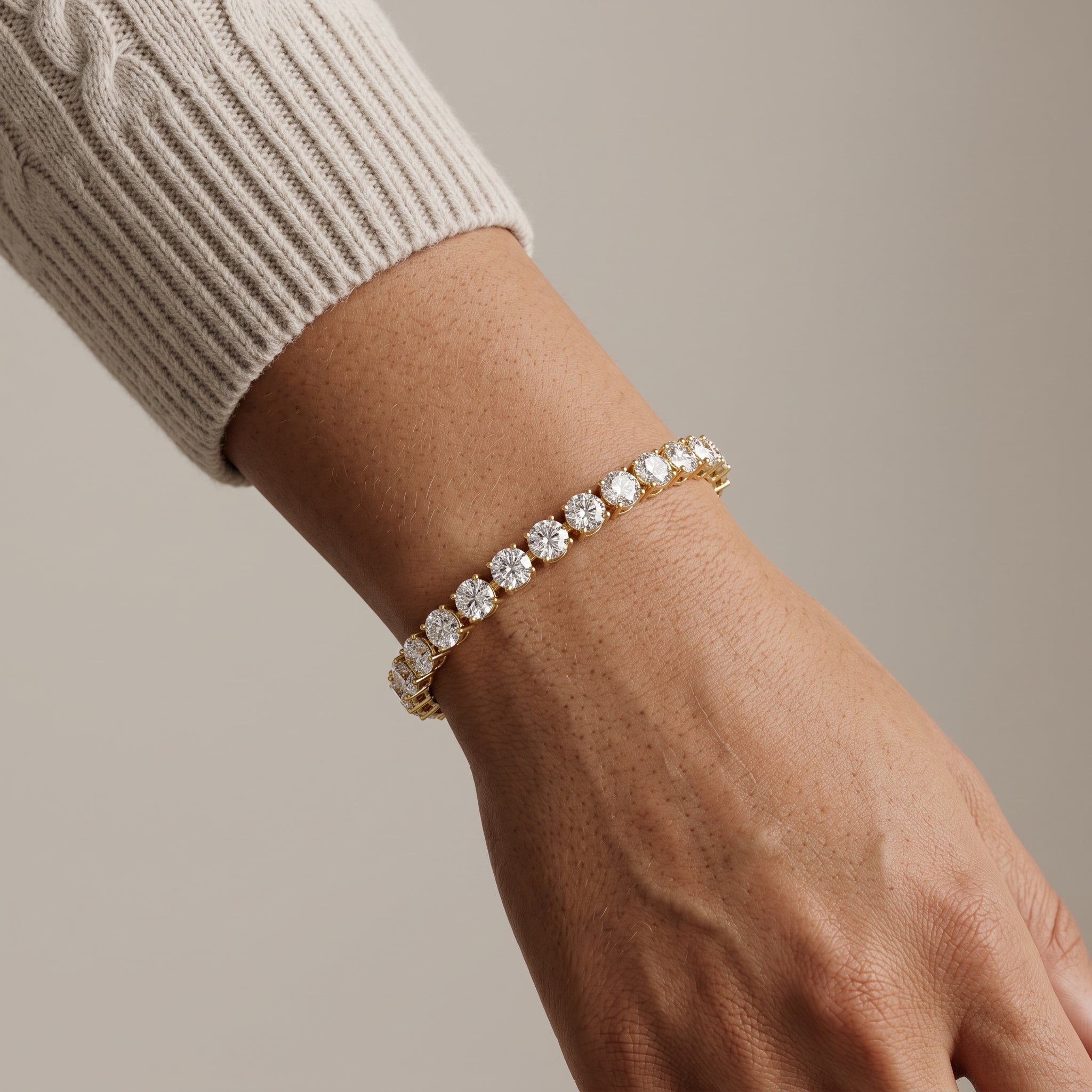 Yellow Gold Round Moissanite Tennis Bracelet