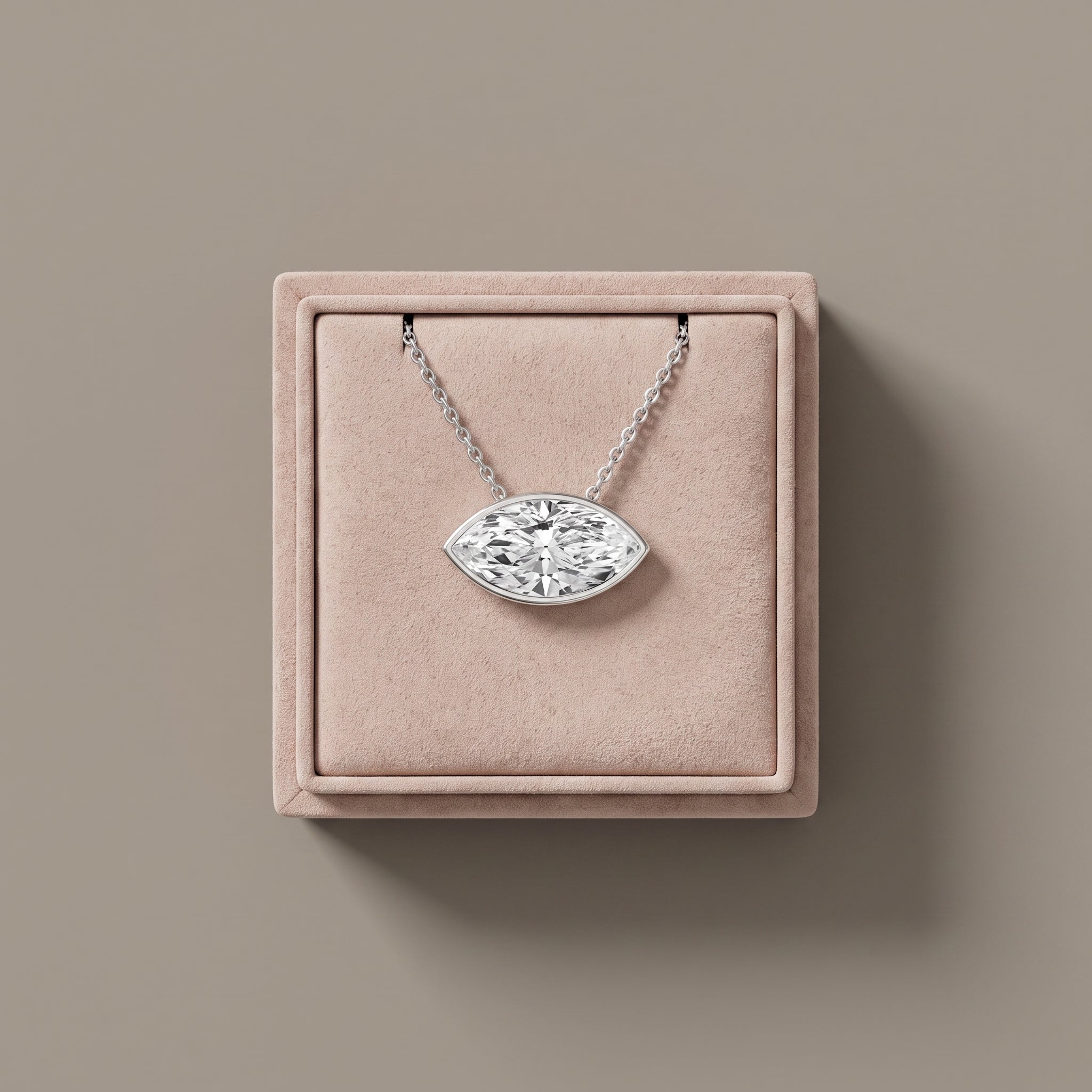 White Gold Marquise Cut Moissanite Pendant Necklace
