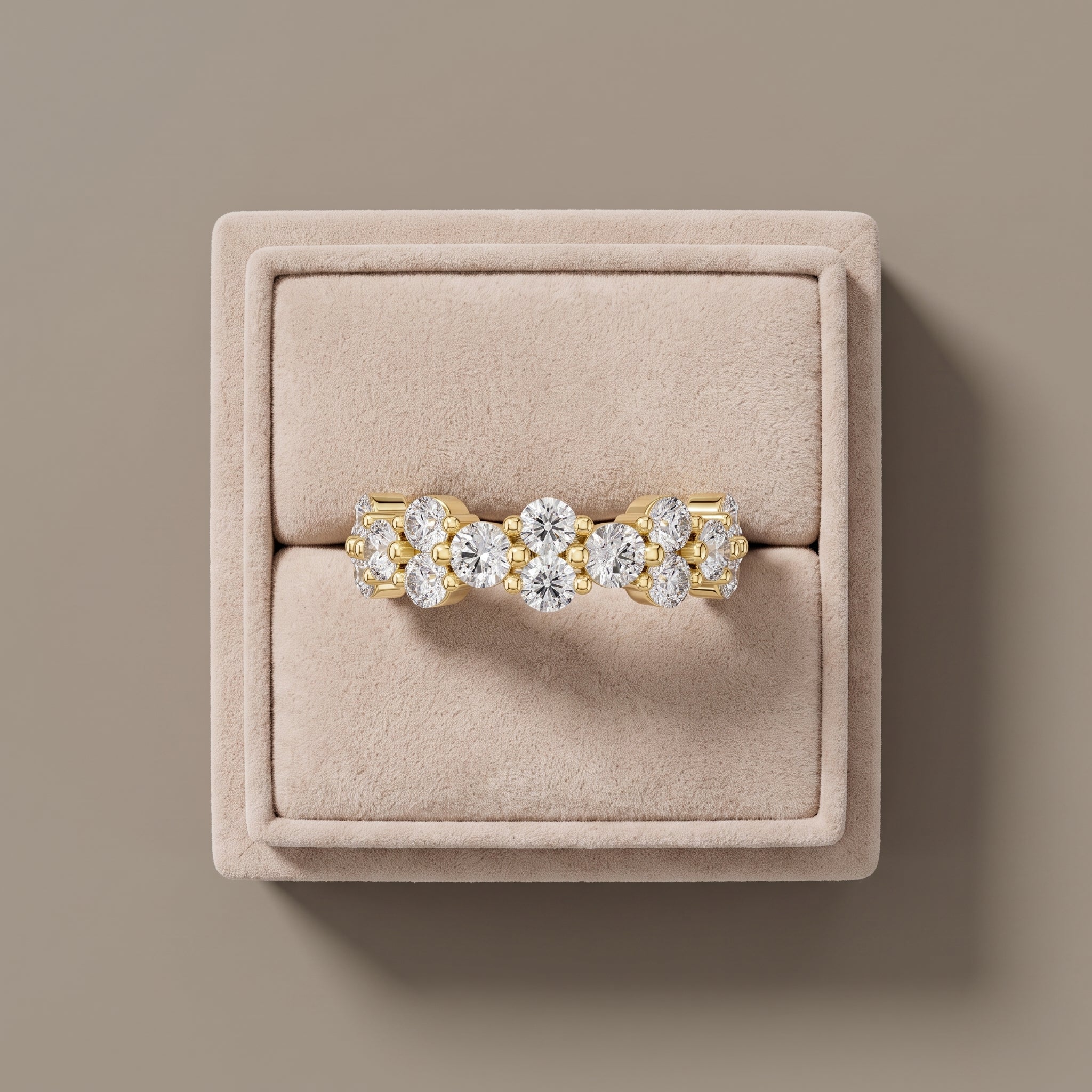 Yellow Gold Round Moissanite Eternity Band Ring