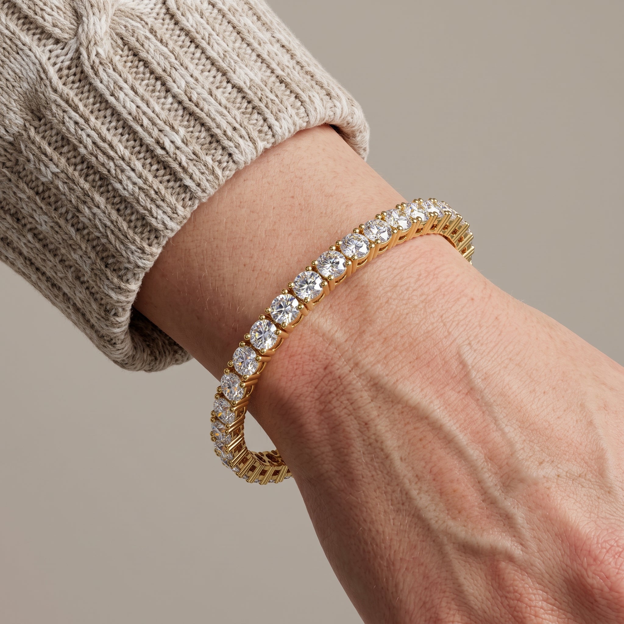 Yellow Gold Round Moissanite Tennis Bracelet