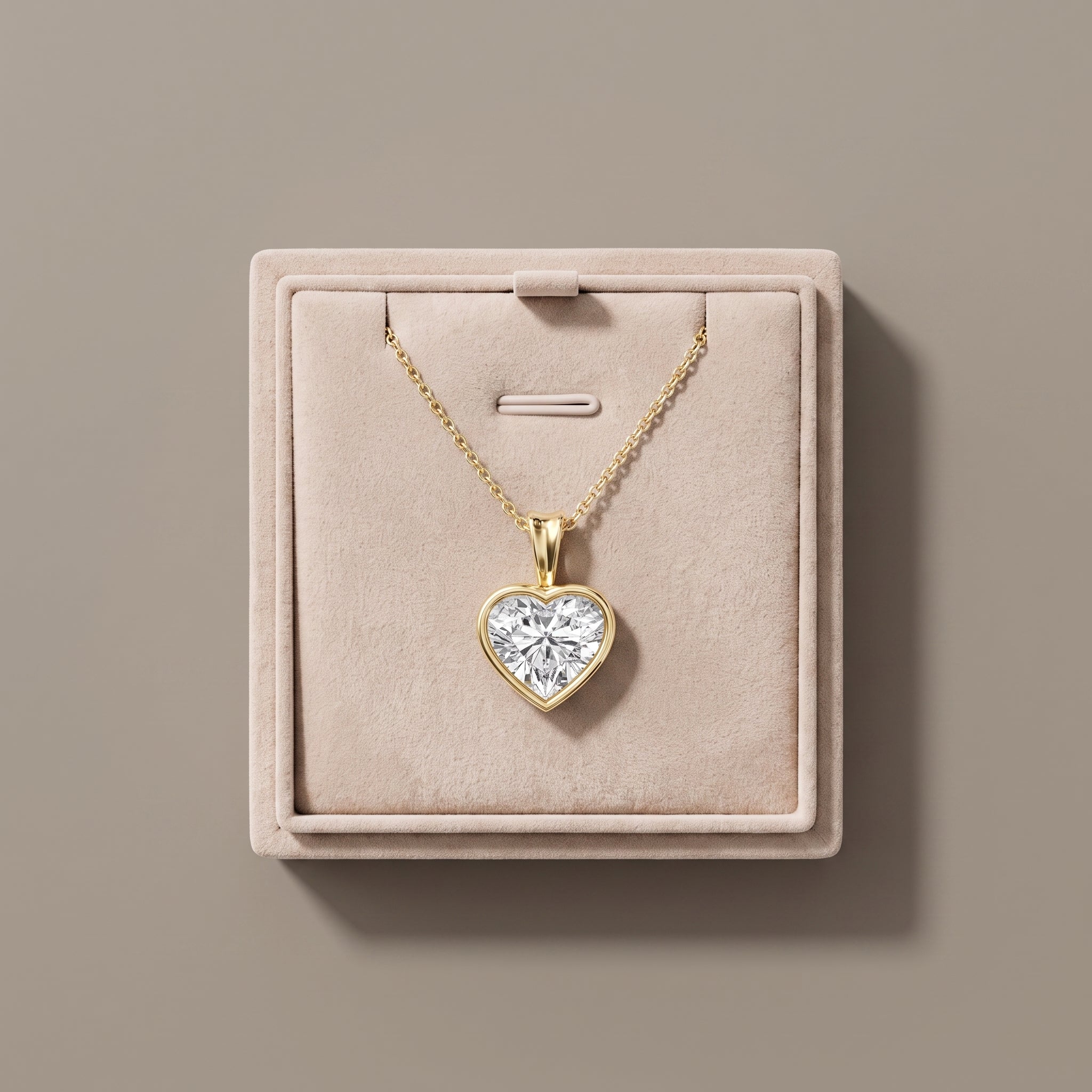 Yellow Gold Heart Cut Moissanite Pendant Necklace