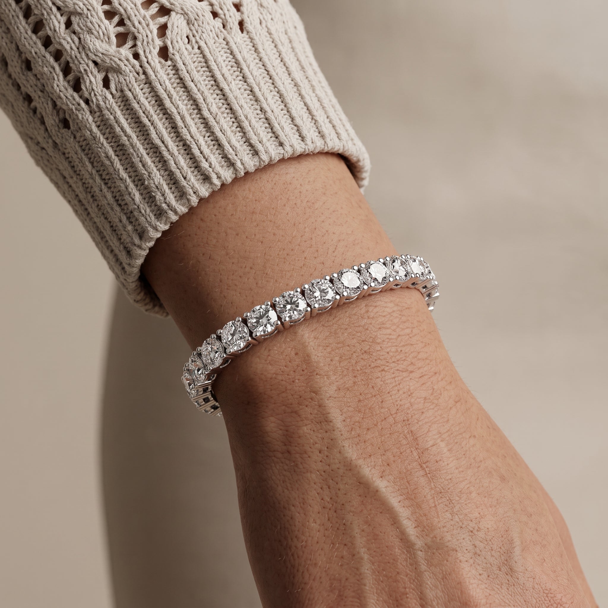 White Gold Round Moissanite Tennis Bracelet