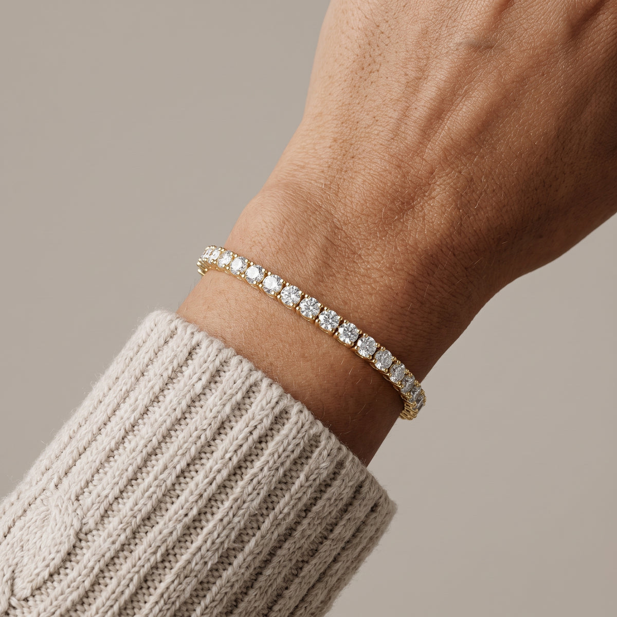 Yellow Gold Round Moissanite Half Tennis Bracelet