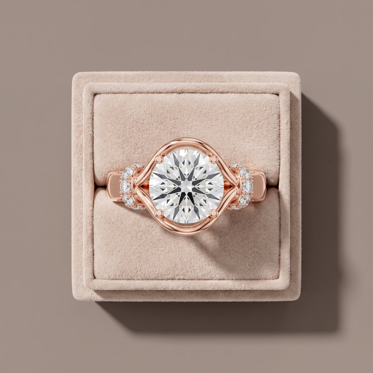 Rose Gold Oval Moissanite Engagement Ring with Accent Stones