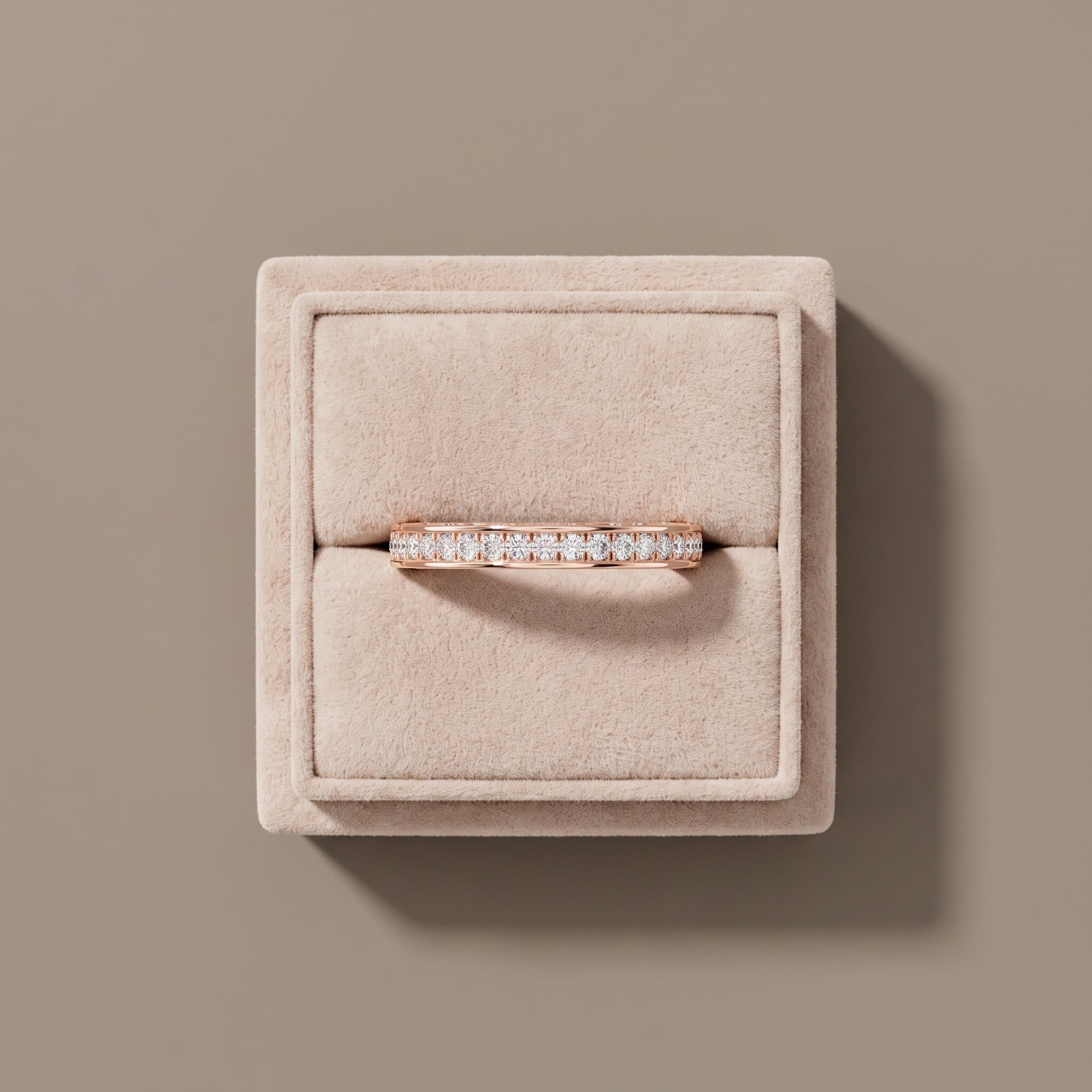 Rose Gold Round Moissanite Eternity Band Ring