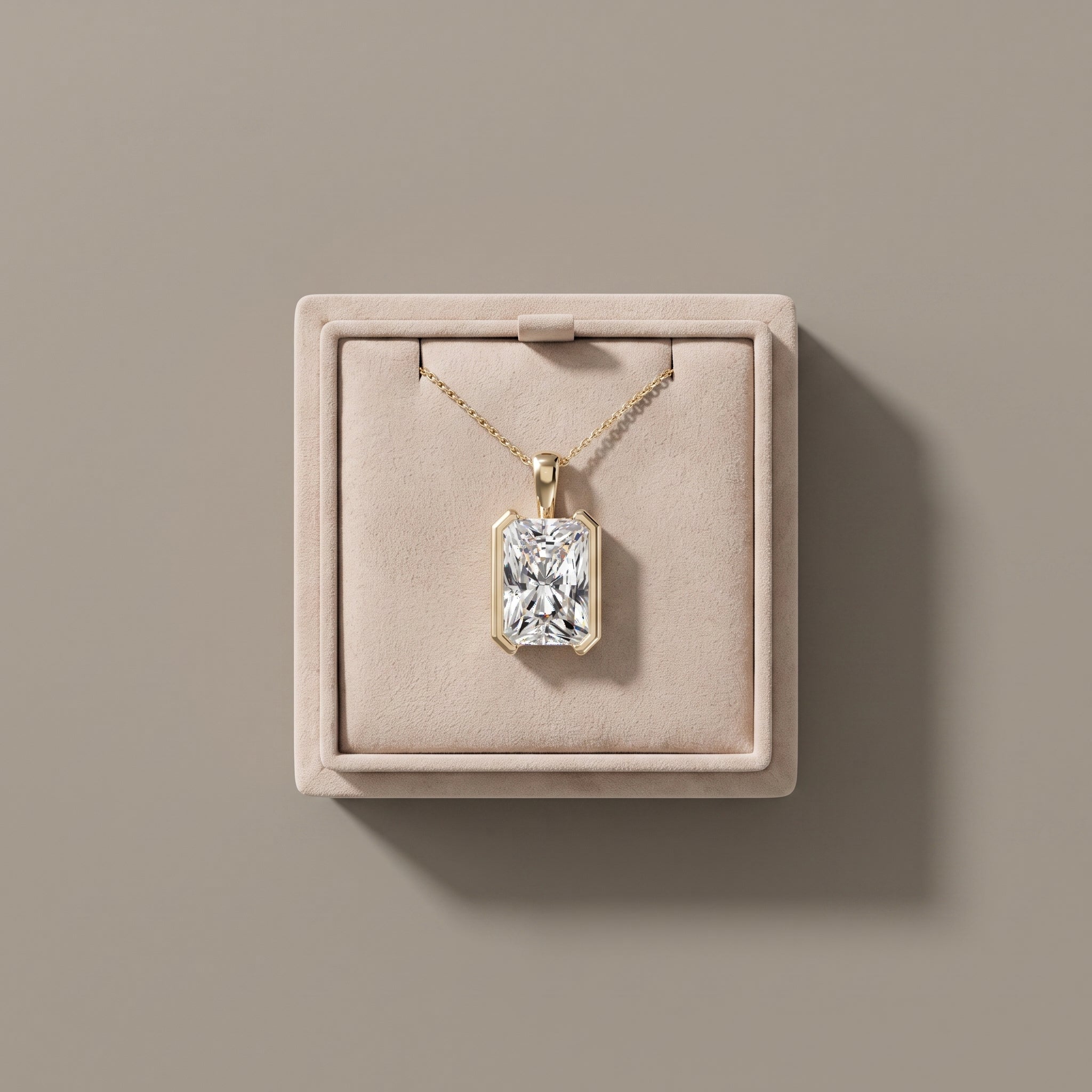 Yellow Gold Radiant Cut Moissanite Pendant Necklace