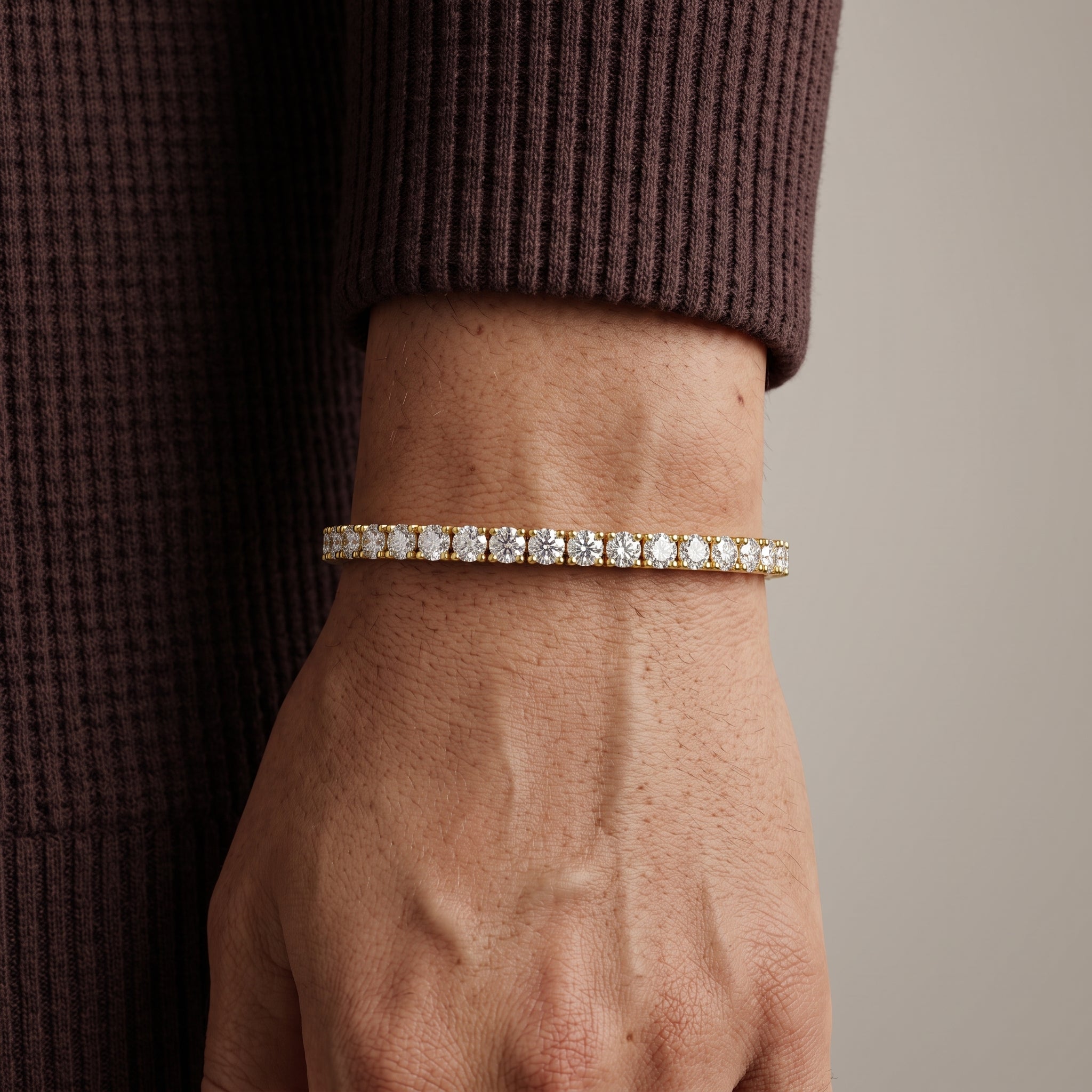 Yellow Gold Round Moissanite Half Tennis Bracelet