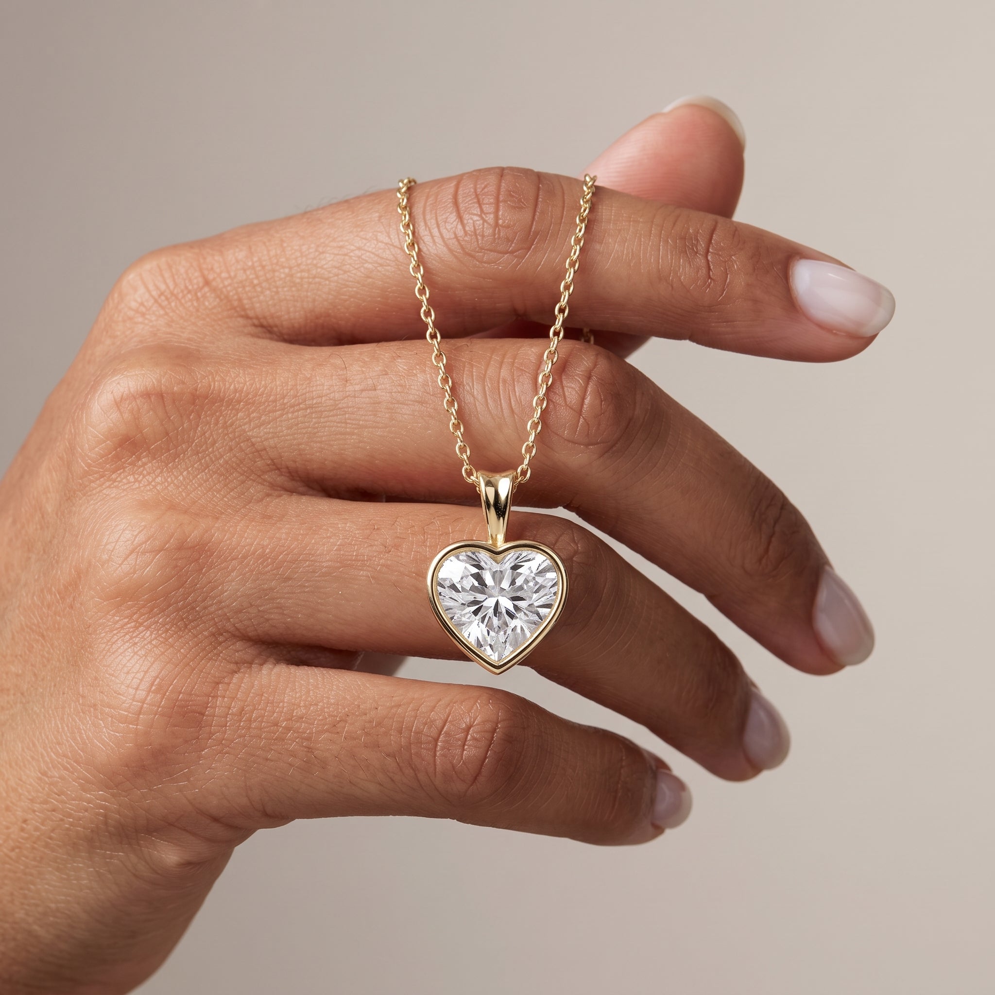Yellow Gold Heart Cut Moissanite Pendant Necklace