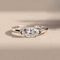 White Metal Marquise Moissanite Solitaire Engagement Ring