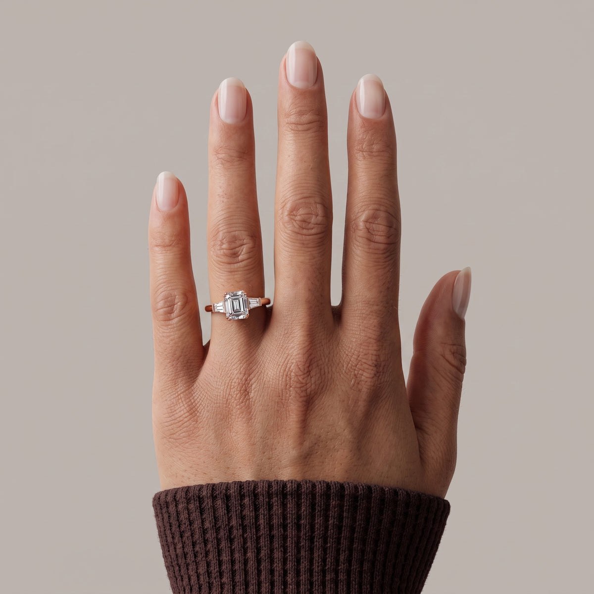 Rose Gold Asscher Cut Moissanite Engagement Ring