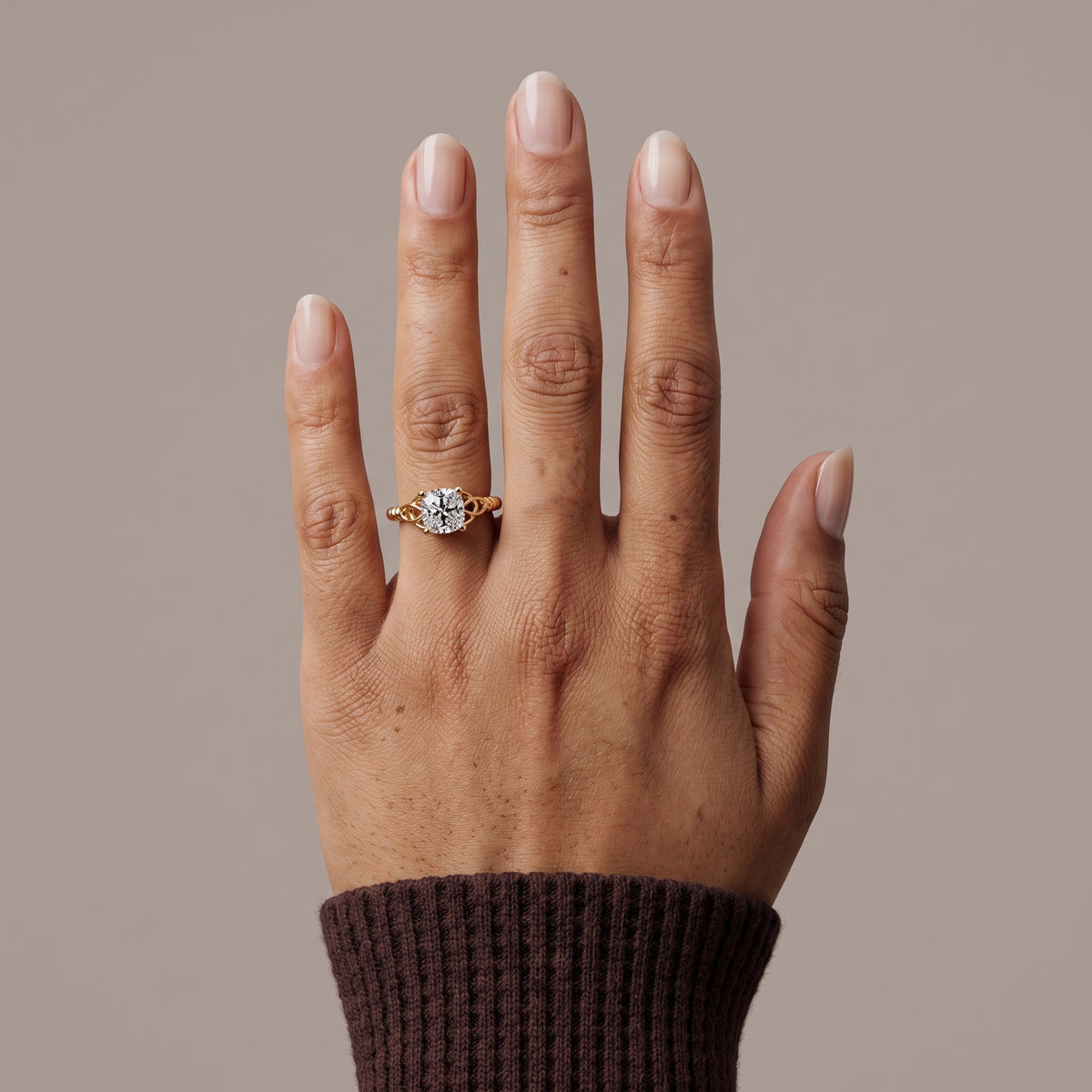 Yellow Gold Cushion Cut Moissanite Engagement Ring