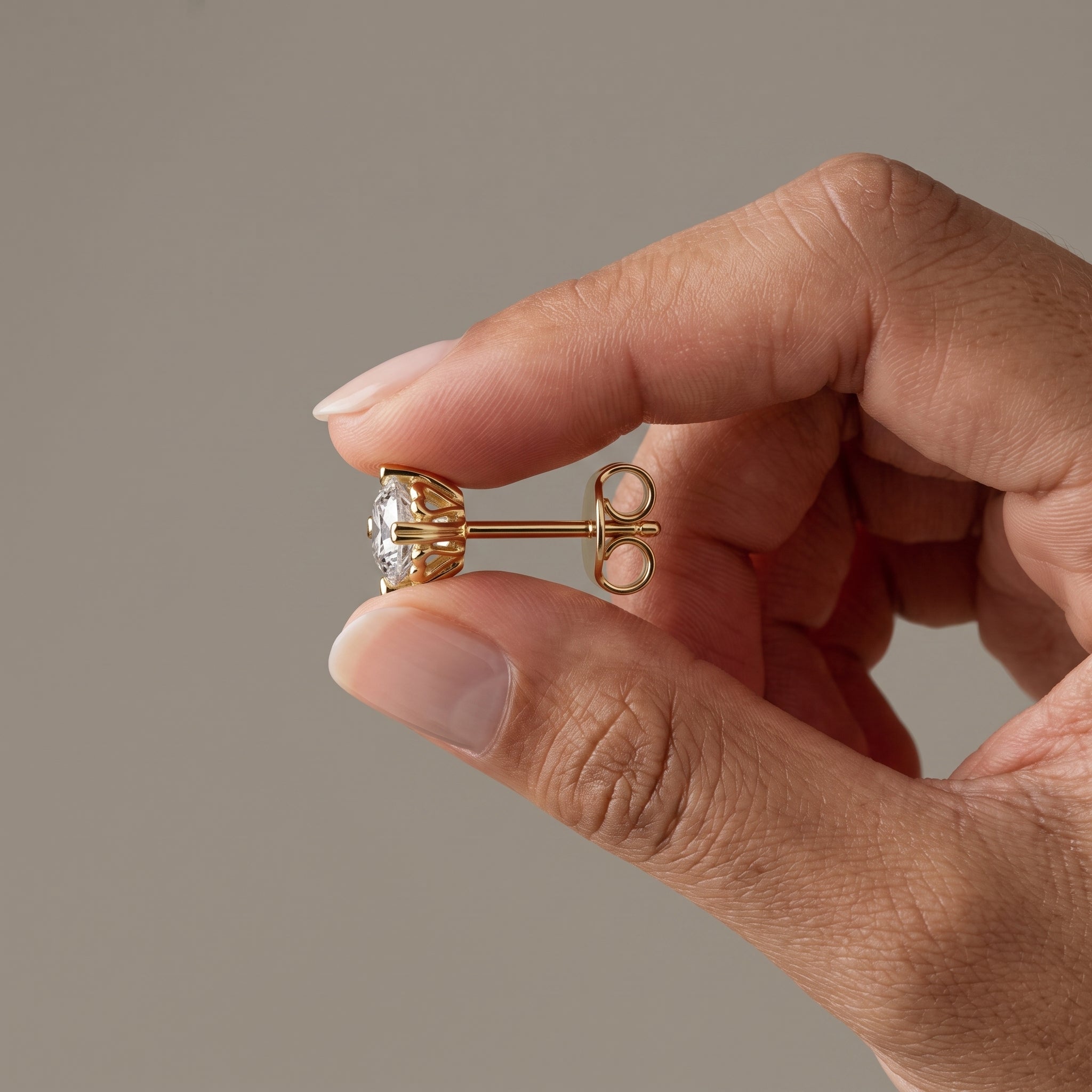 Yellow Gold Cushion Moissanite Stud Earrings