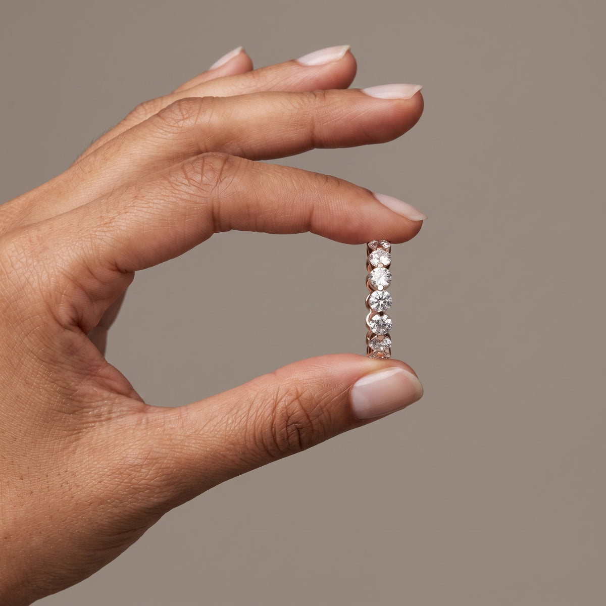 Rose Gold Round Moissanite Eternity Band Ring