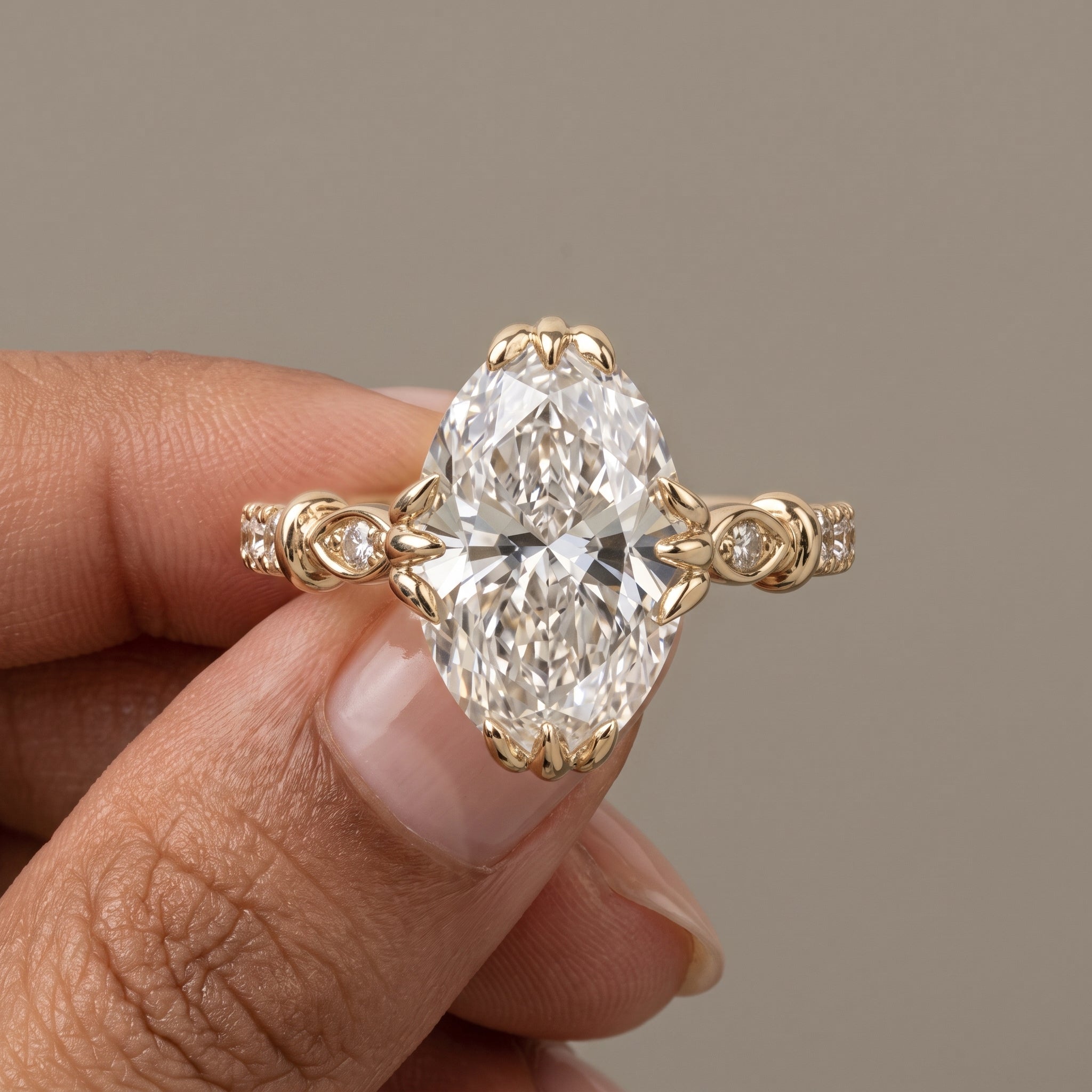 Yellow Gold Oval Moissanite Engagement Ring