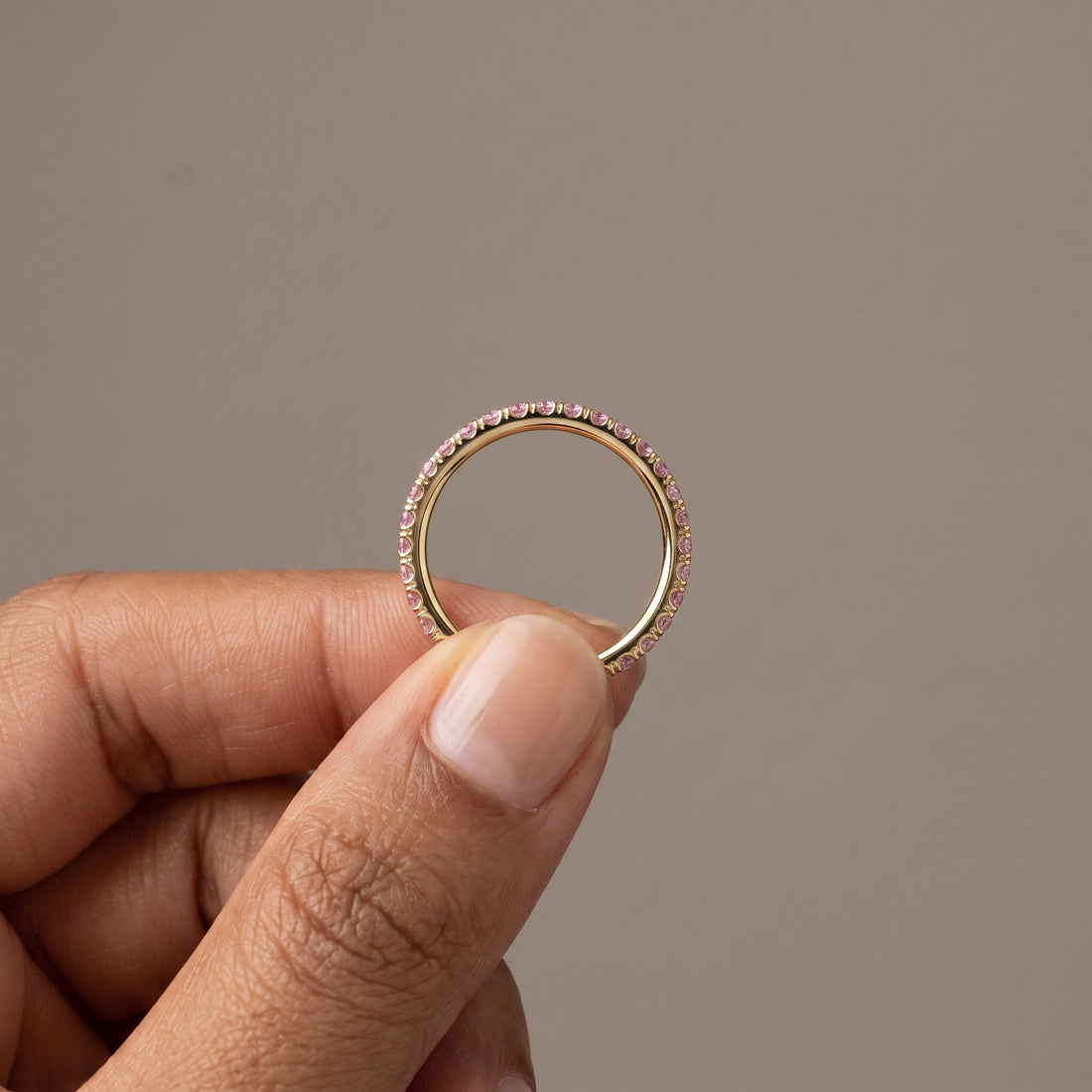 Yellow Gold Round Moissanite Eternity Band Ring