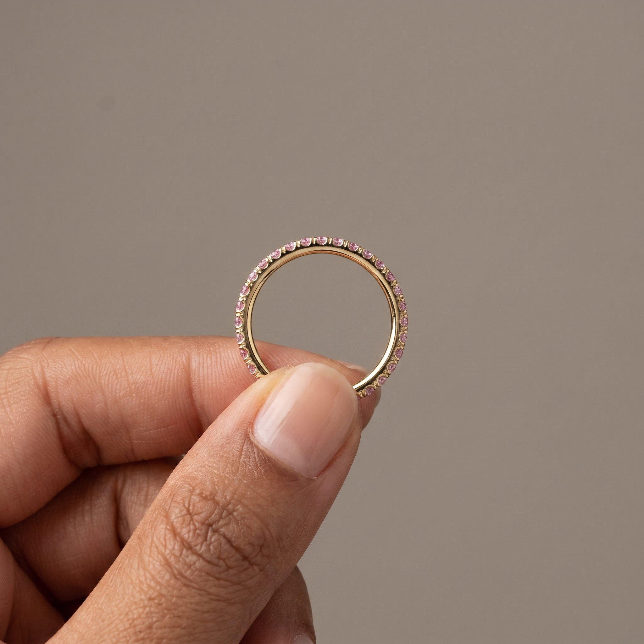 Yellow Gold Round Moissanite Eternity Band Ring