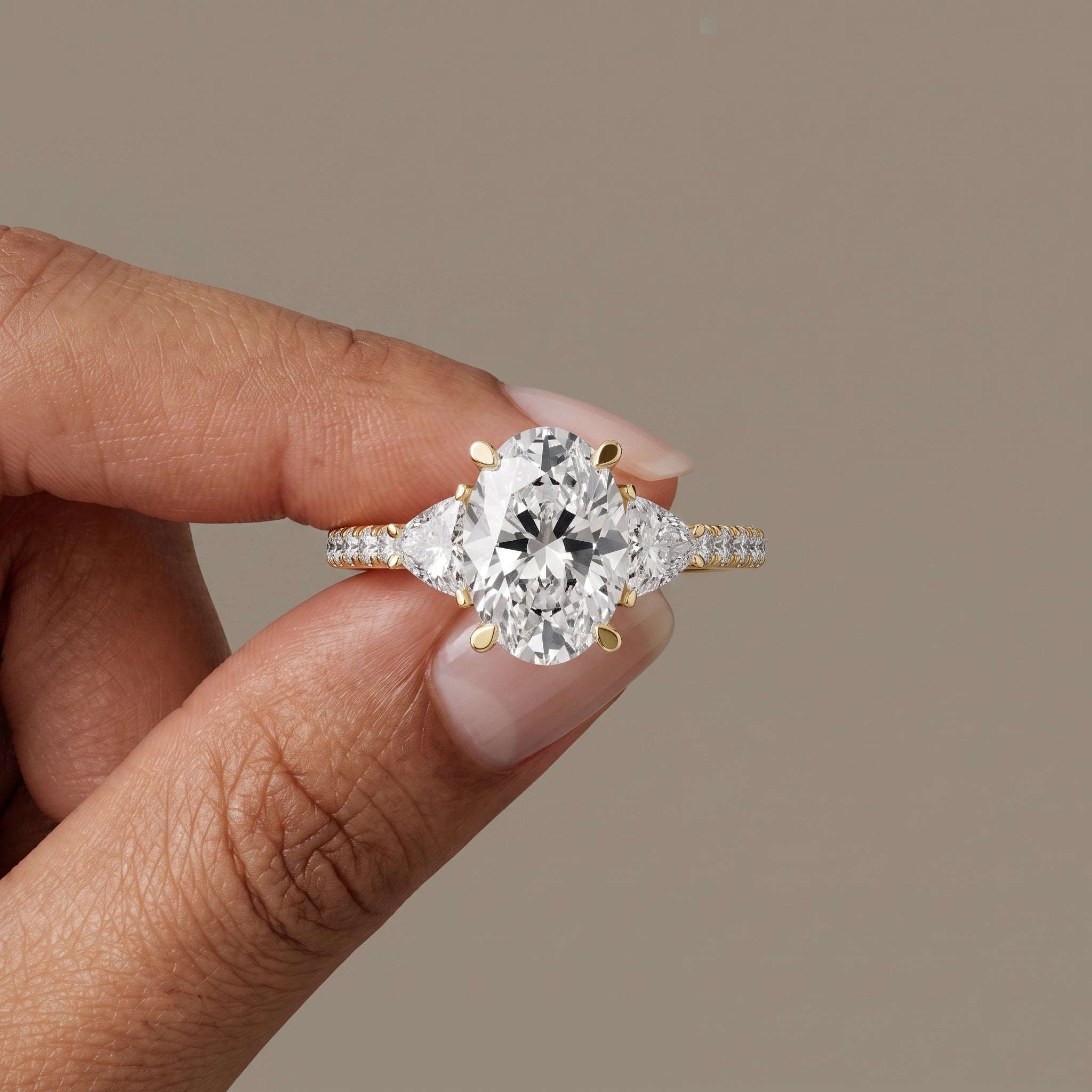Yellow Gold Oval Cut Moissanite Engagement Ring