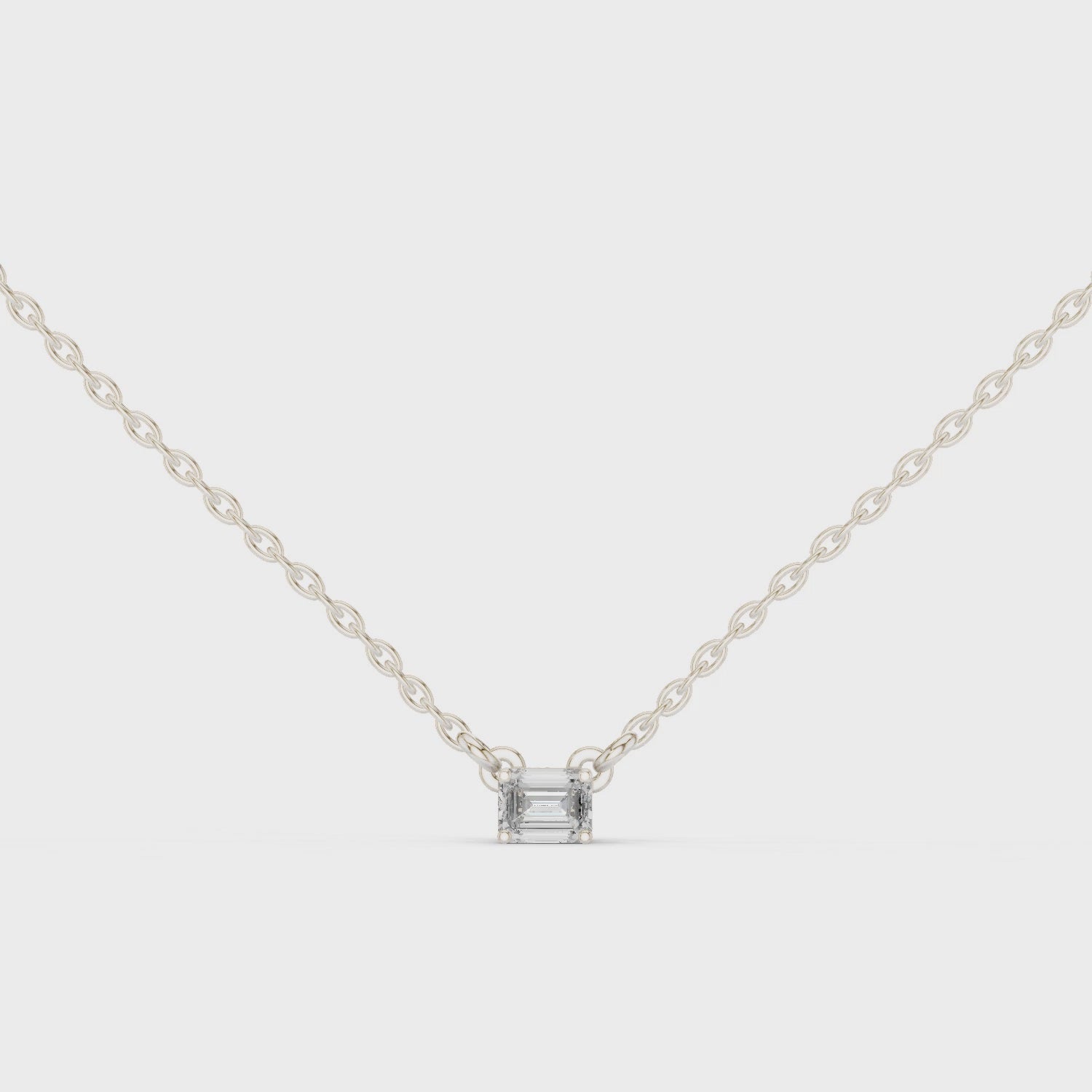 Emerald Minimal Square Moissanite Pendant in Rose Gold
