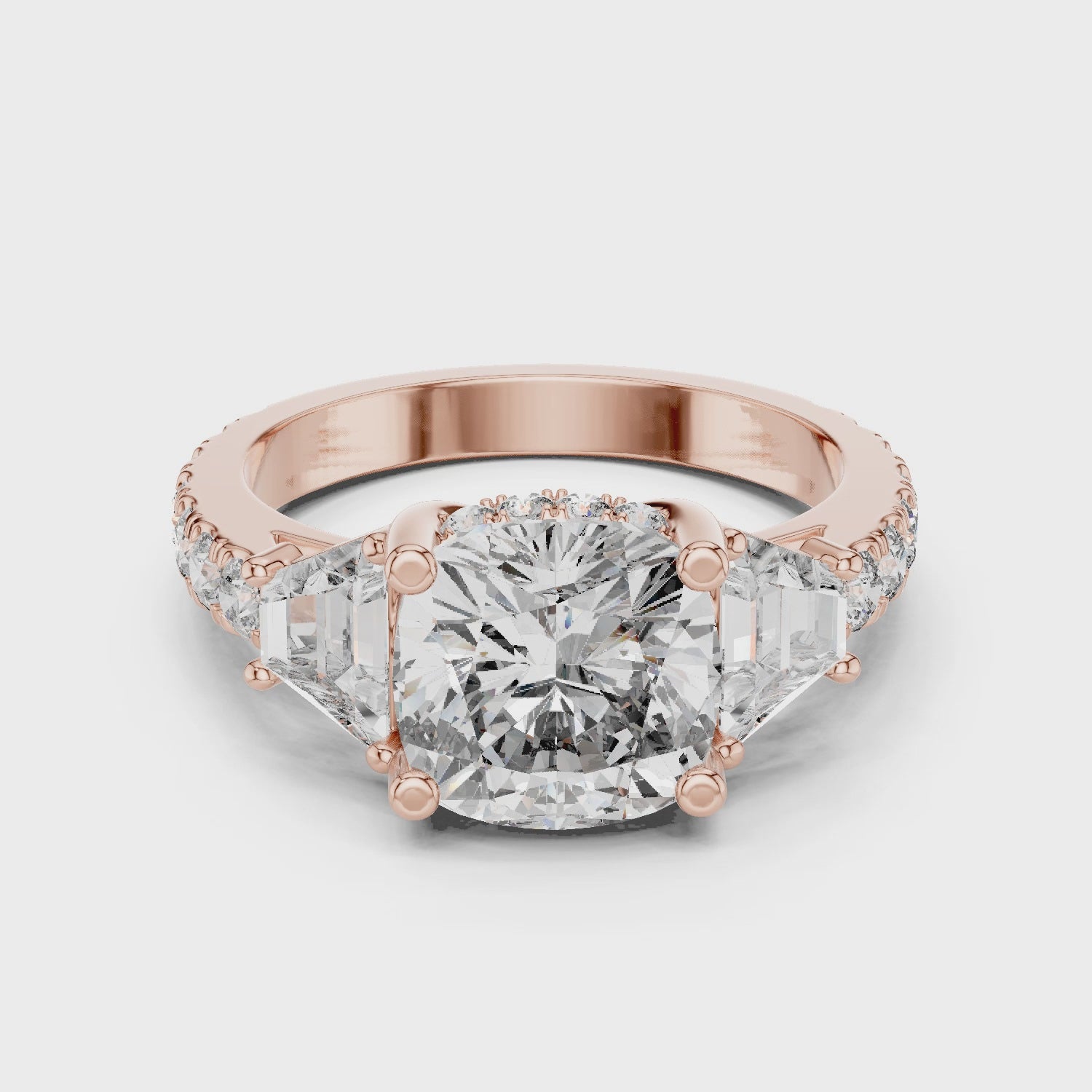 Cushion Cut Brilliant Moissanite VVS1 Eternity Engagement Ring